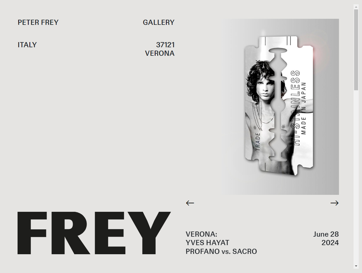 Peter Frey Gallery — Website Ansicht