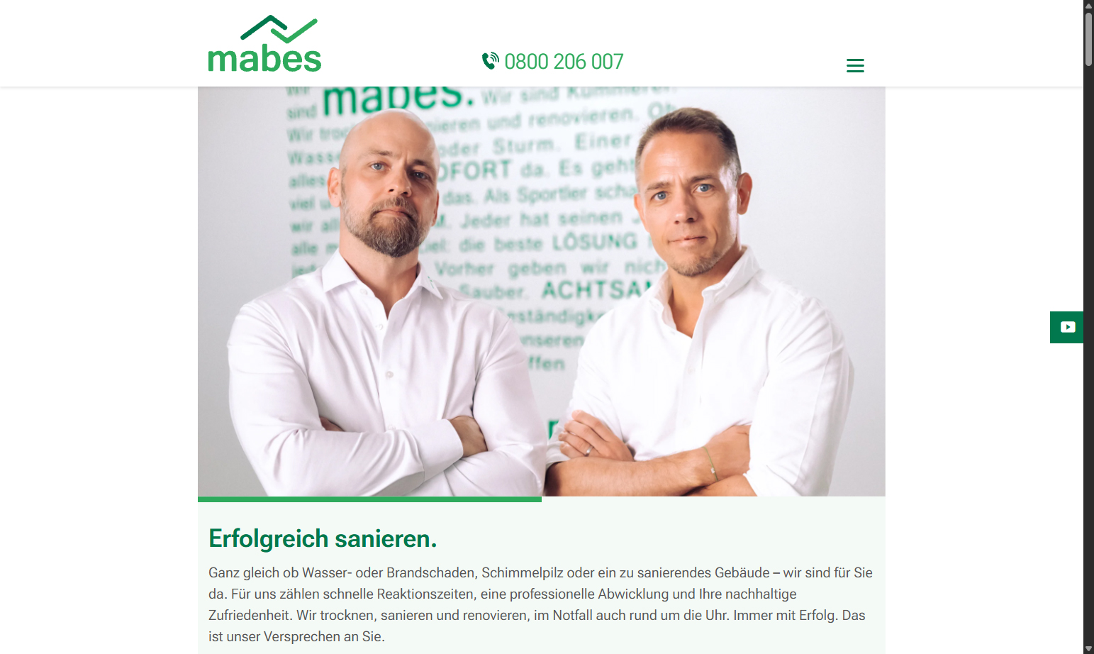 Mabes — Website Ansicht
